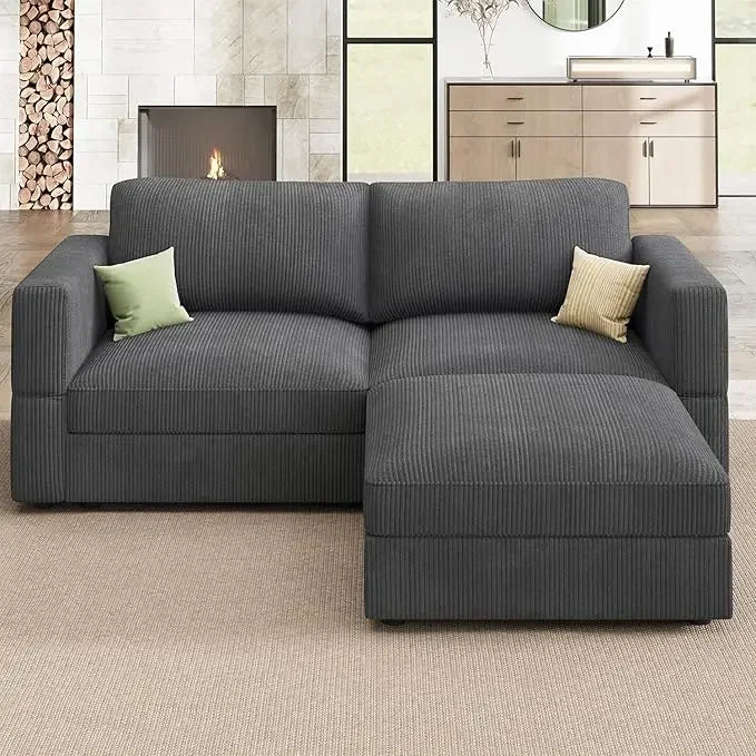 Modular Sectional Couch with Storage Corduroy Sectional Sofa with Chaise U Shaped Sectional Couches for Living Room