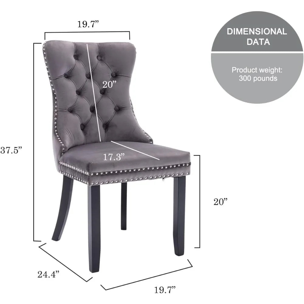 Premium Grey Velvet Dining Chair Set of 4