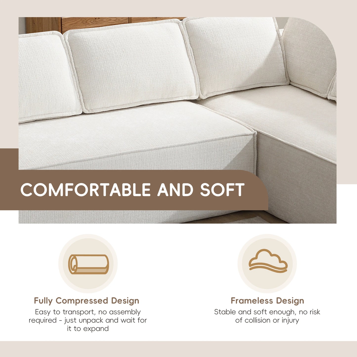 Minimalist Style Modular Sectional Sofa,6 Seat Wrinkle-resistant