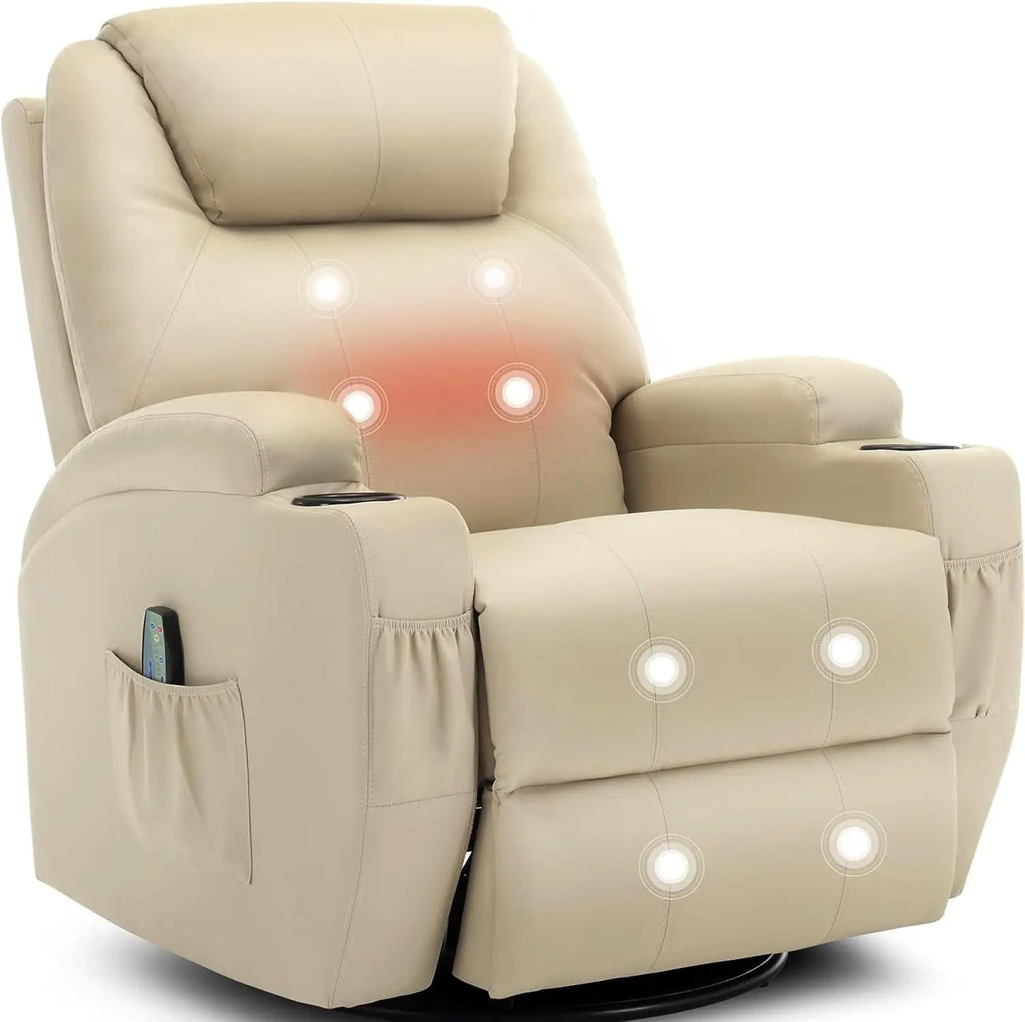 Rocker Recliner Chair with Massage and Heat, 360° Swivel Rocker Recliner with Remote Control and Cup Holder,  Recliner Chair