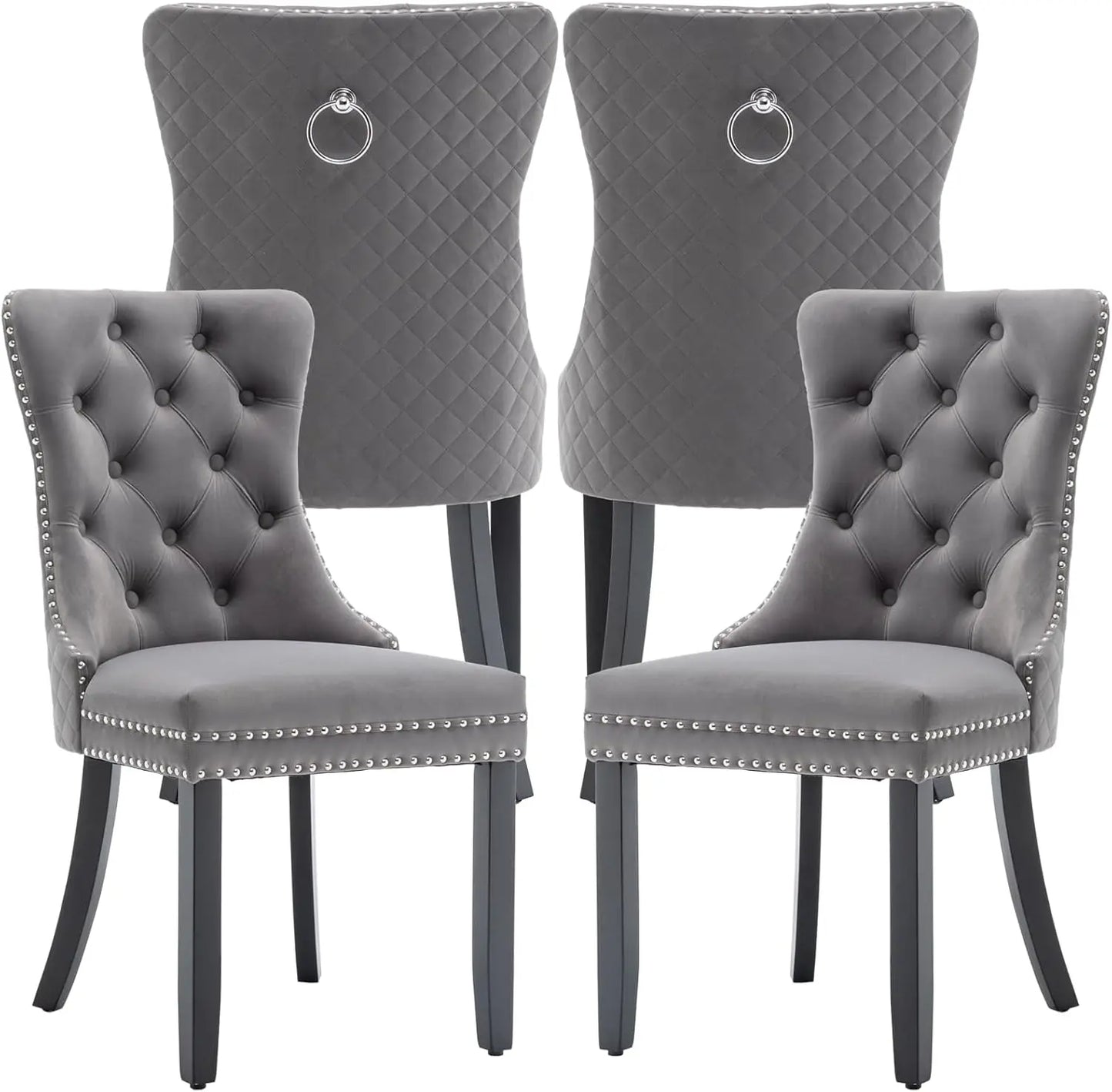 Velvet Dining Chairs Set of 4, Upholstered Dining Room Chairs with Nailhead Trim, Sillas de Comedor Modernas 4, Wooden Kitchen