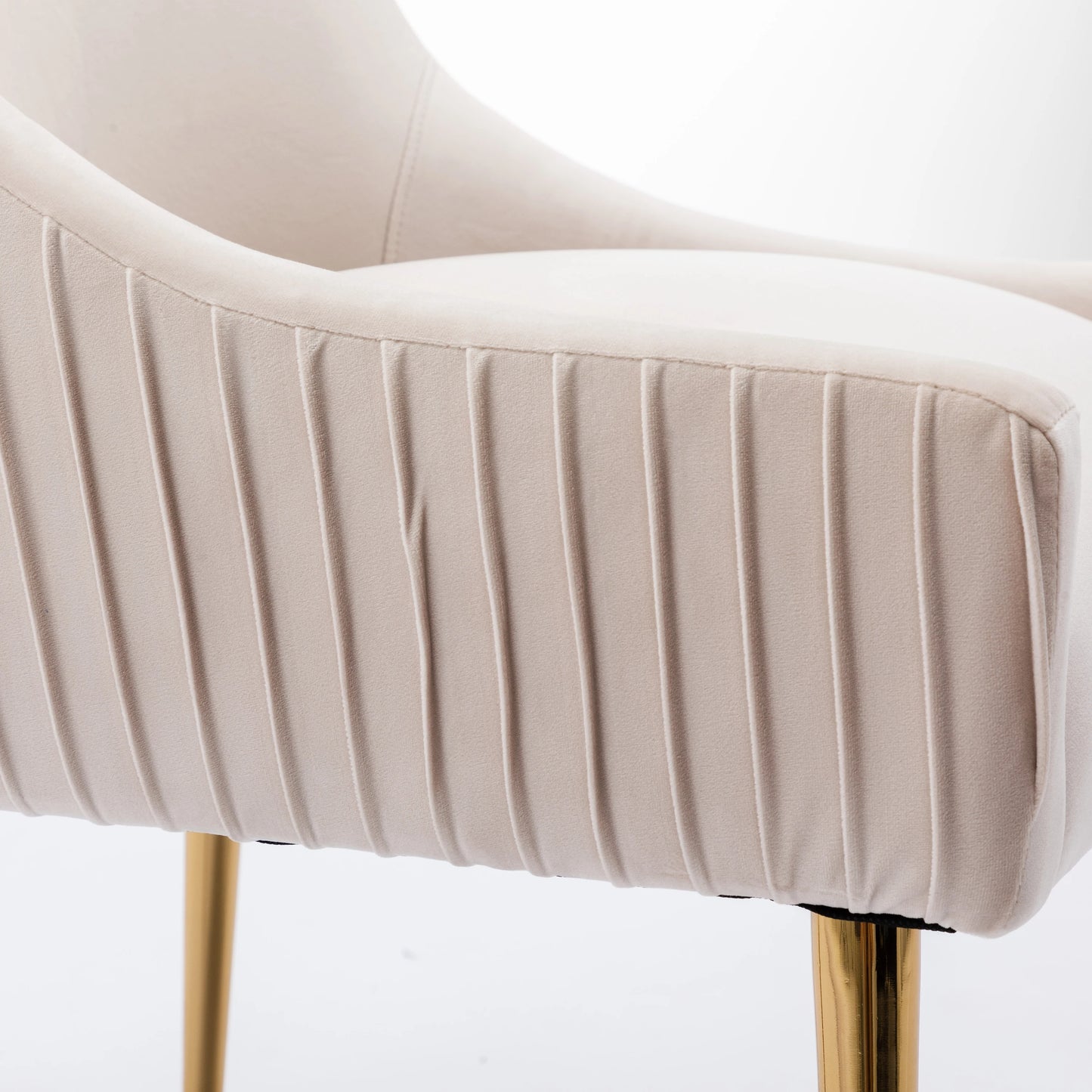 SEYNAR Modern Glam Boucle Pleated Velvet Dining Chair or Vanity Chair Set of 2 with Rear Handle