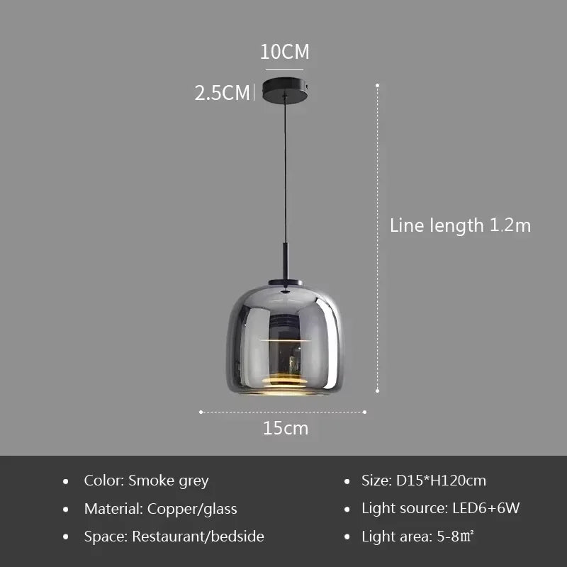 Nordic LED Glass Pendant Light Simple Modern Restaurant Bar Counter Coffee Shop Bedside Interior Decoration Lighting Fixtures