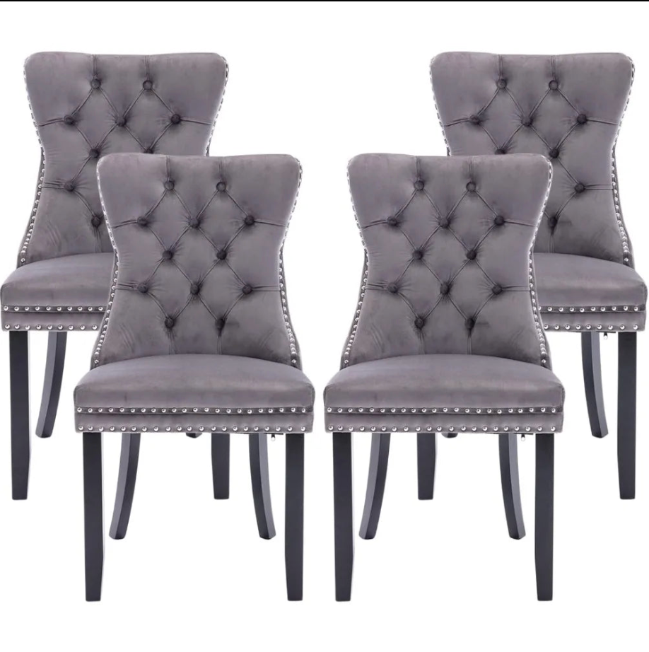 Premium Grey Velvet Dining Chair Set of 4