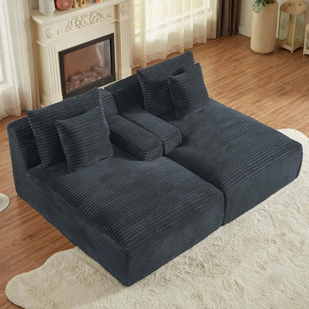 Oversized Double Chaise Lounge Sleeper Sectional