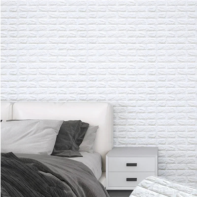 70cm*2m 3D Soft Foam Brick Wallpaper Sticker Roll DIY Self