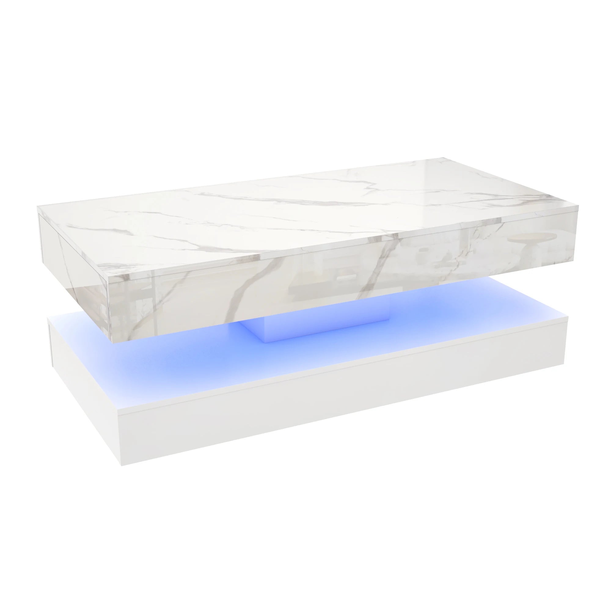 Stylish LED light Coffee Table with 2 Storage Drawers