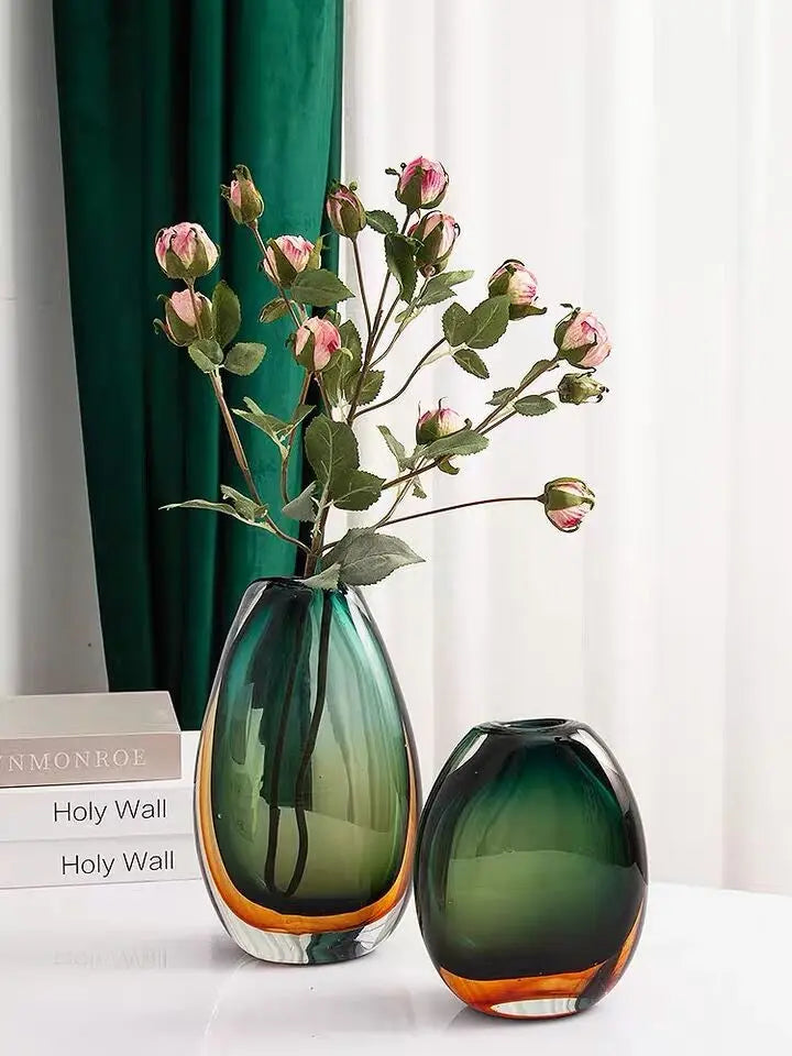Multi-layer Painted Gradient Glass Vase Hydroponics Flower Pots Desk Decoration Artificial Floral Flowers Arrangement Vases