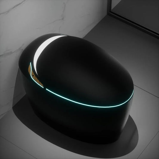 12“ Elongated Smart Toilet with Egg-Shaped,Foot Sensor,Night Light,Auto Flush Open & Close Seat,Build-in Bidet Seat,Multi-Functi