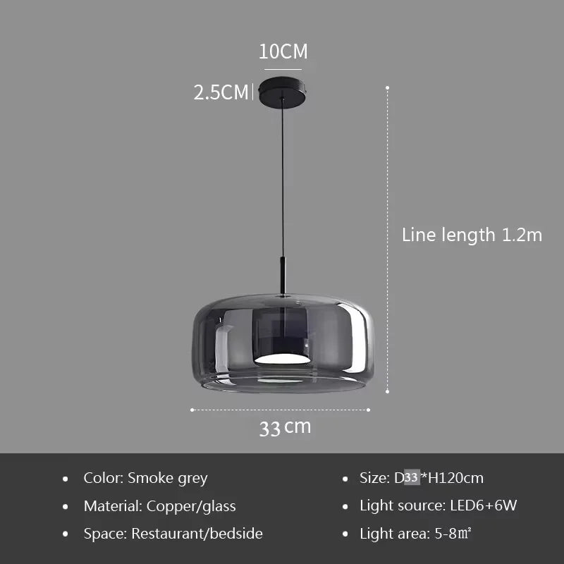 Nordic LED Glass Pendant Light Simple Modern Restaurant Bar Counter Coffee Shop Bedside Interior Decoration Lighting Fixtures