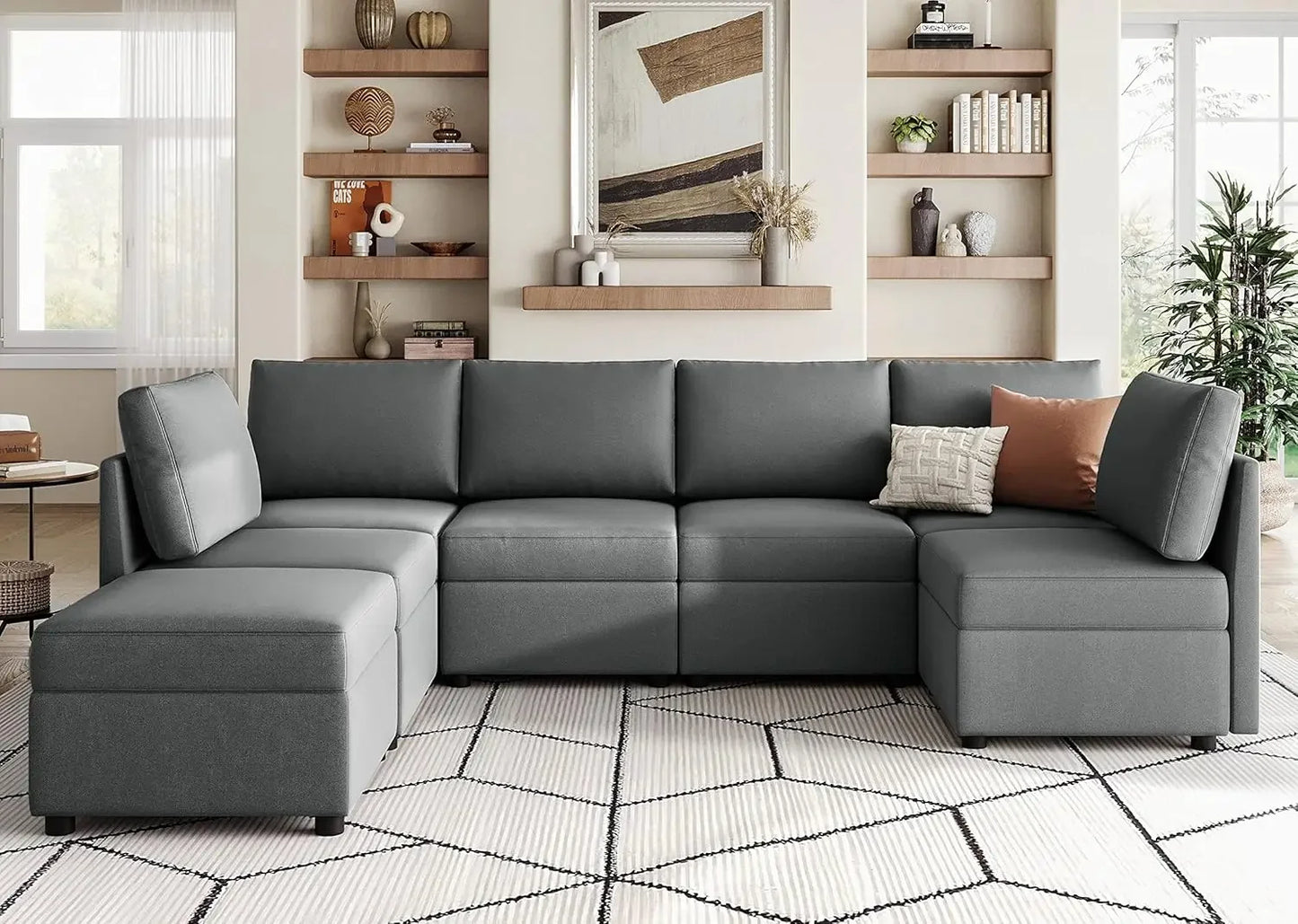 Modular Sectional Sofa, Oversized Sectional Couch with Storage, Ottomans, Modular Sectional Sleeper Sofa with Memory Foam