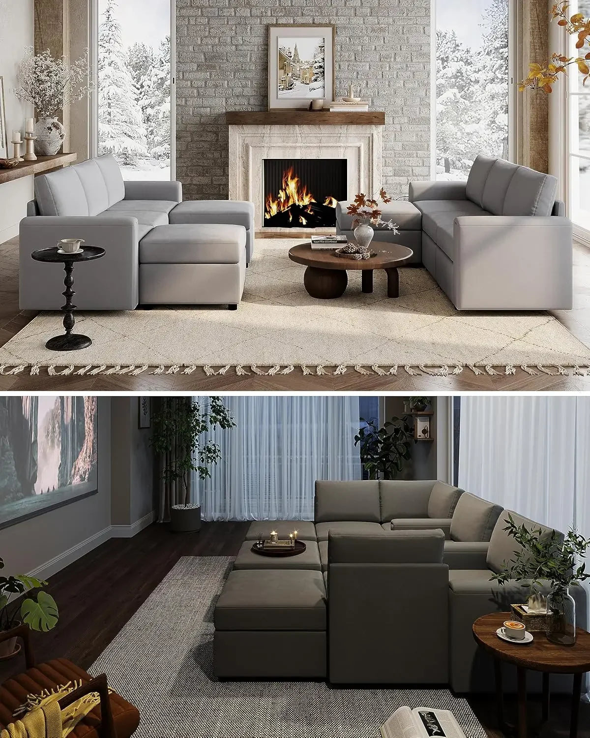 Modular Sectional Sofa, Oversized Sectional Couch with Storage, Ottomans, Modular Sectional Sleeper Sofa with Memory Foam
