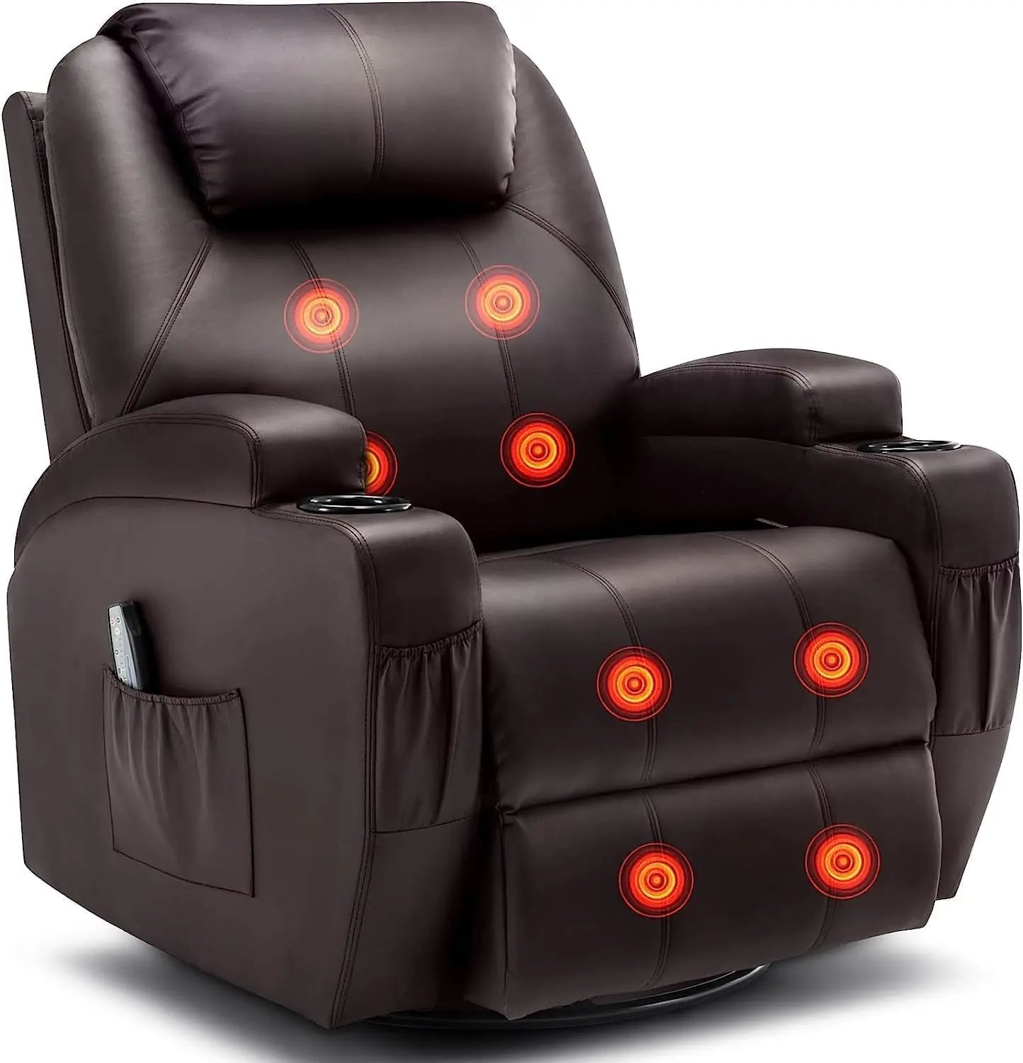 Rocker Recliner Chair with Massage and Heat, 360° Swivel Rocker Recliner with Remote Control and Cup Holder,  Recliner Chair