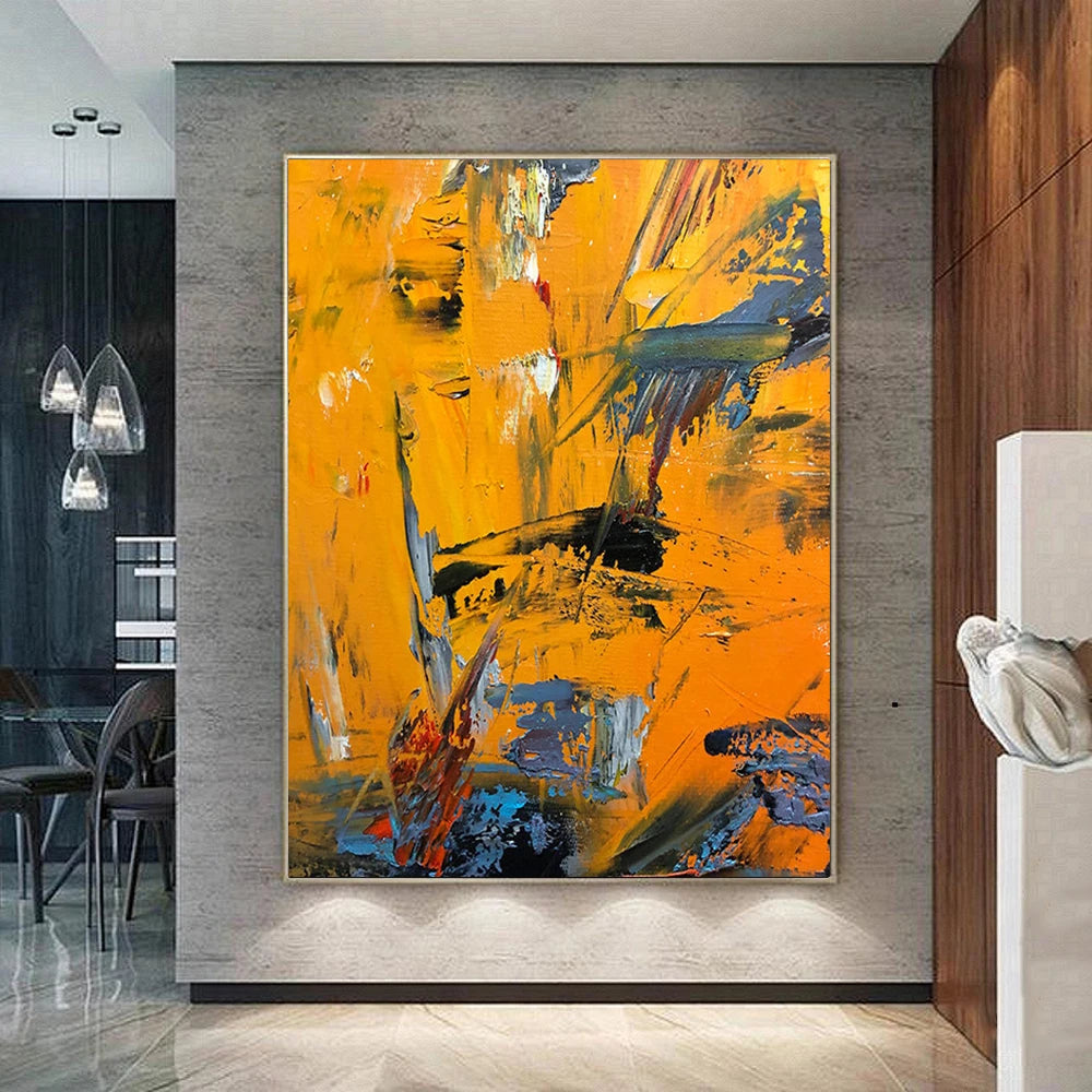 Large Yellow Painting Abstract Wall Arts Painting On Canvas Large Orange Abstract Painting Contemporary Art Modern Oil Painting