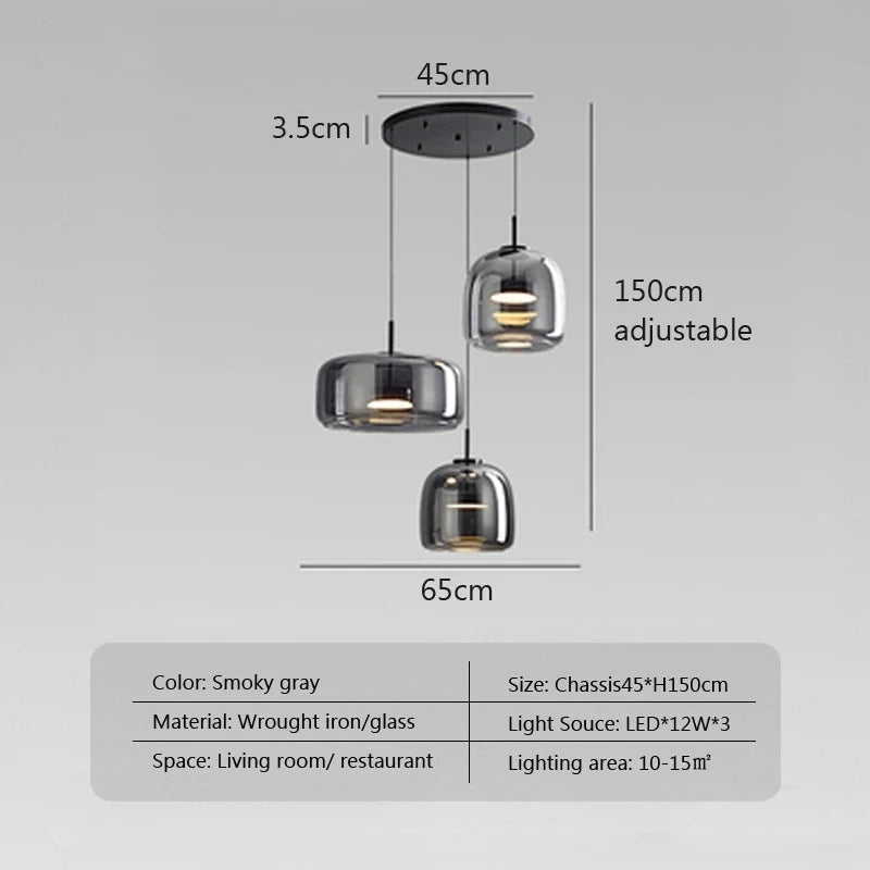 Nordic LED Glass Pendant Light Simple Modern Restaurant Bar Counter Coffee Shop Bedside Interior Decoration Lighting Fixtures