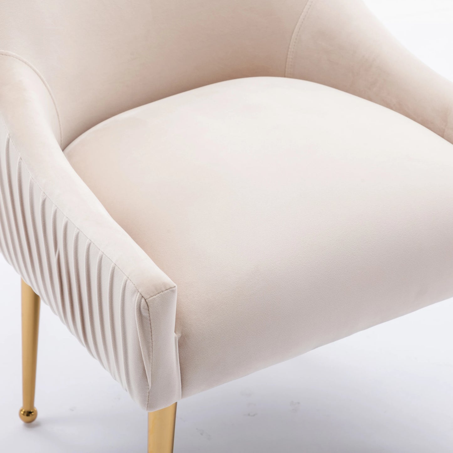SEYNAR Modern Glam Boucle Pleated Velvet Dining Chair or Vanity Chair Set of 2 with Rear Handle