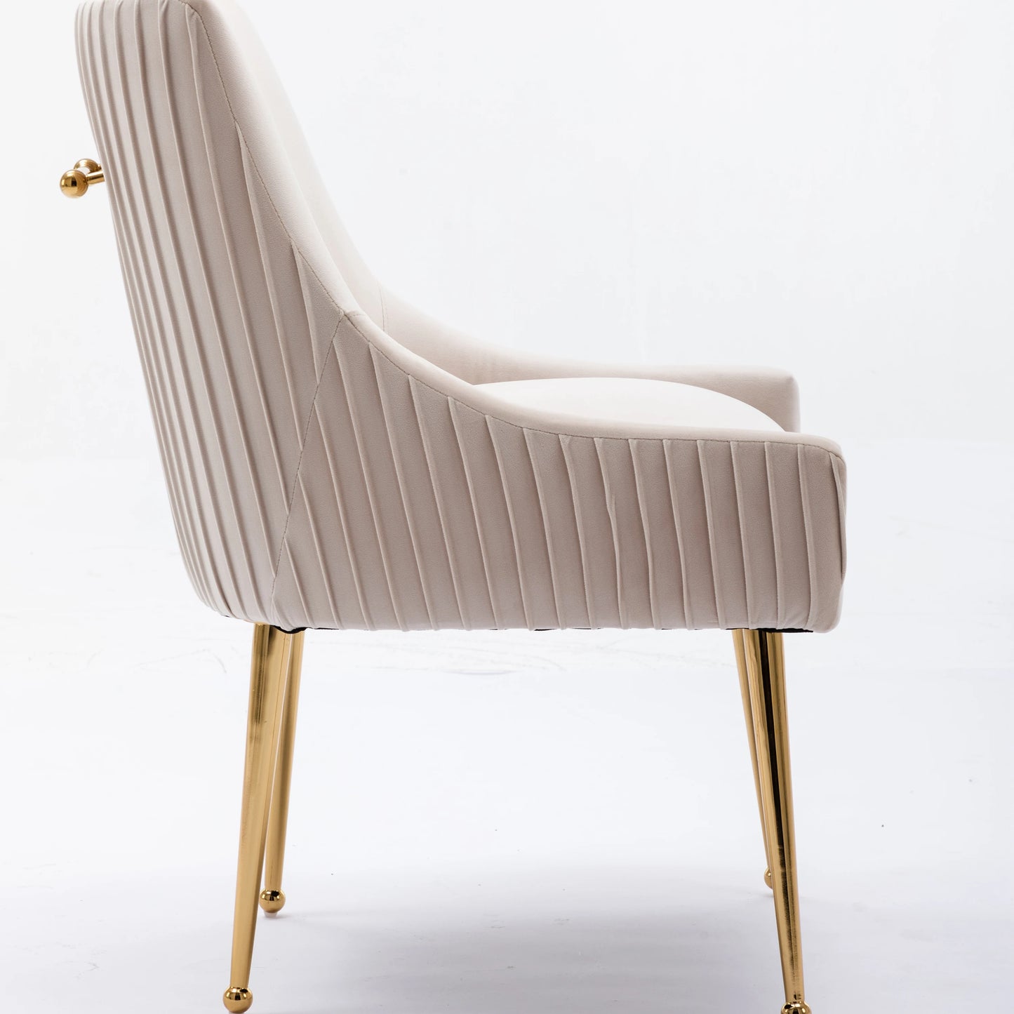SEYNAR Modern Glam Boucle Pleated Velvet Dining Chair or Vanity Chair Set of 2 with Rear Handle