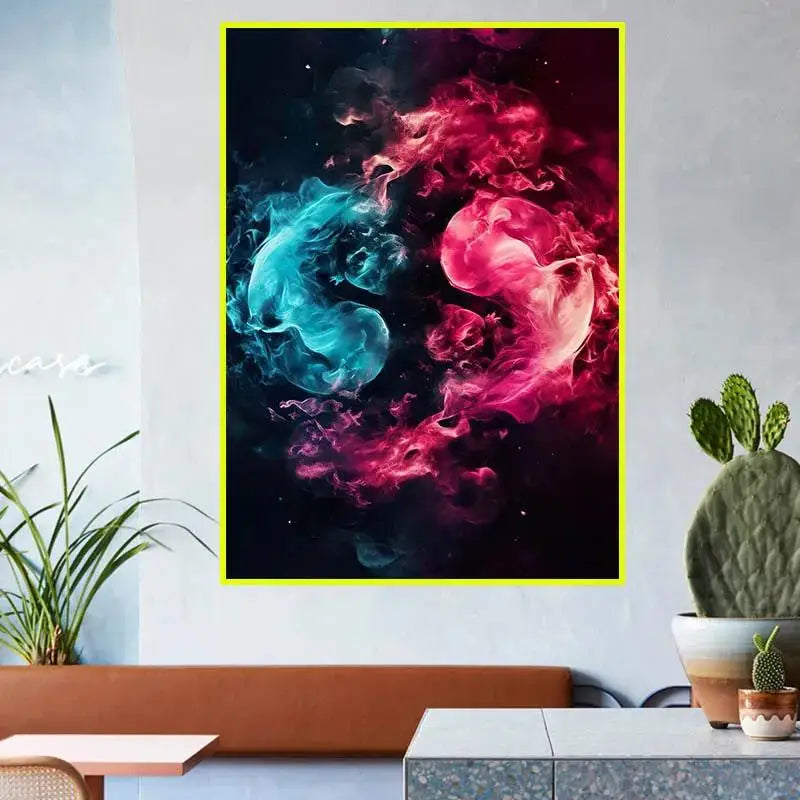 Classic Colorful Yin and Yang Canvas Painting  Chinese Philosophy Wall Art Abstract Landscape Posters for Living Room  Home Deco
