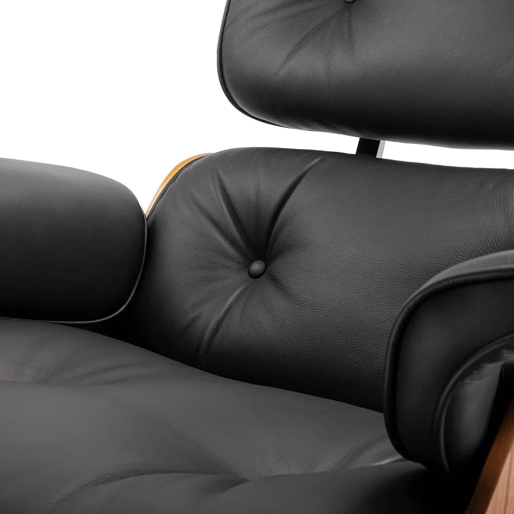 Top Grain Leather Chaise Lounge Chair and Ottoman