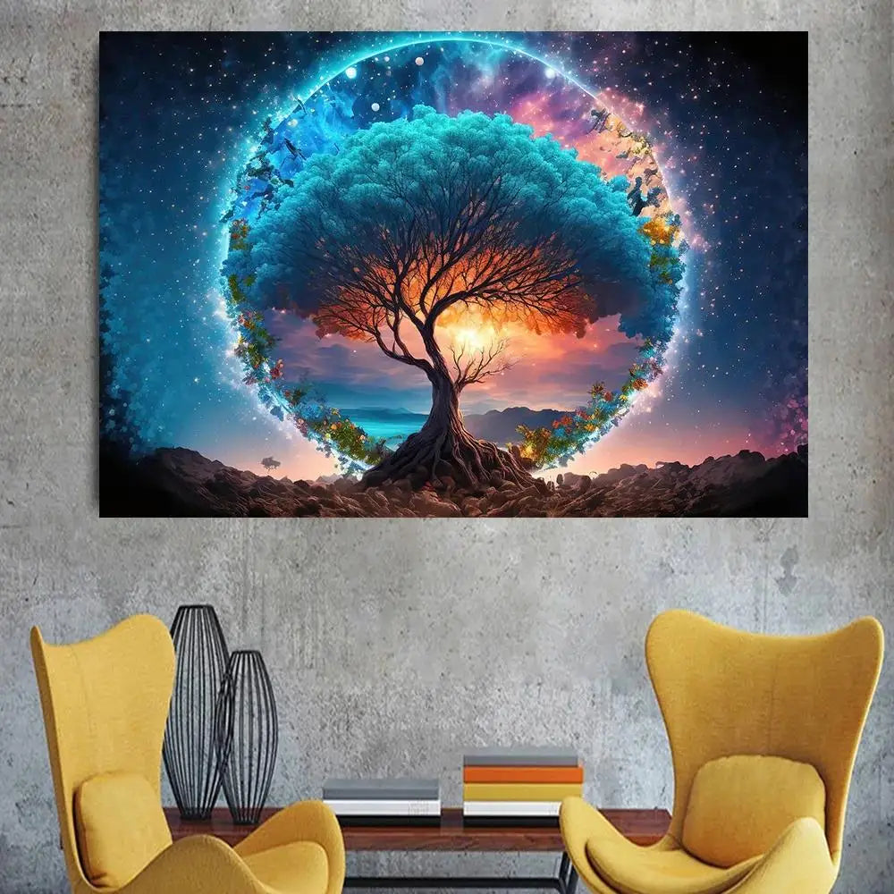 Classic Colorful Yin and Yang Canvas Painting  Chinese Philosophy Wall Art Abstract Landscape Posters for Living Room  Home Deco